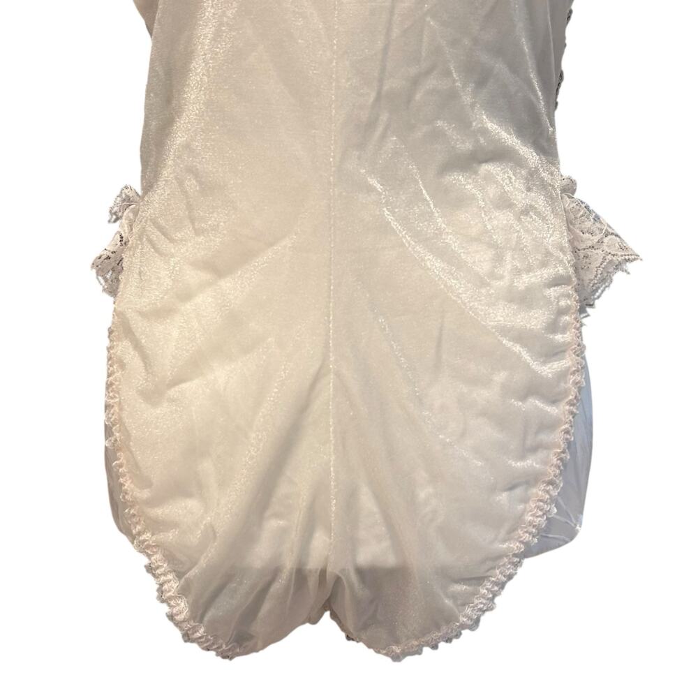 Vintage Green Velvet White Lace Body Suit Womens Sz Medium Goth Romance Coquette - Picture 14 of 16